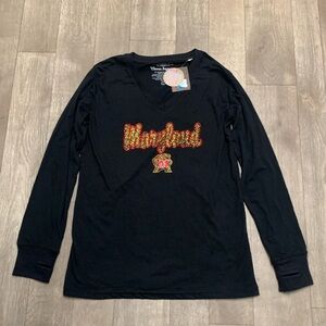 Womens NWT‎ Three Square Maryland Terps College Long Sleeve T-Shirt